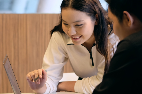 apprentice Intern teenage woman study business finance with senior staff. apprentice Intern teenage woman study business finance with senior staff.